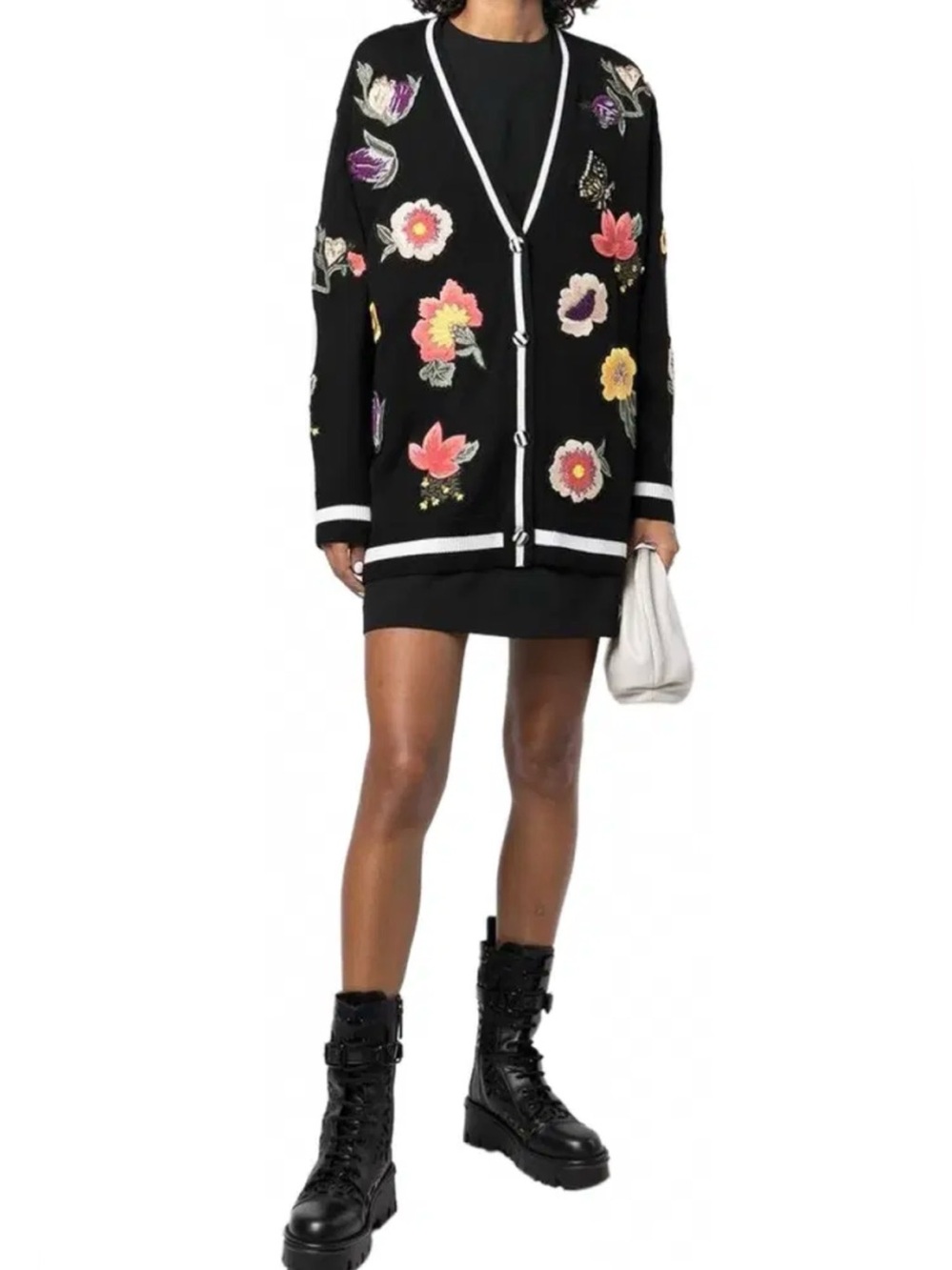Alice + Olivia Bradford Embellished Wool Blend Grandpa Cardigan